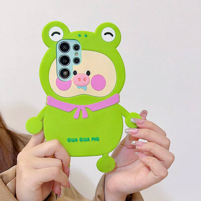 3D Cute Pig Silicone Phone Shockproof Protective Cover Fit A38/A74/Reno8/Reno9/Reno10/GT5 Daily Shopping Travel Party Outdoor Selfie Use