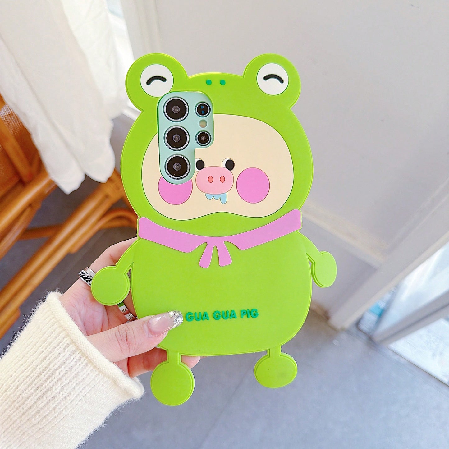 3D Cute Pig Silicone Phone Shockproof Protective Cover Fit A38/A74/Reno8/Reno9/Reno10/GT5 Daily Shopping Travel Party Outdoor Selfie Use