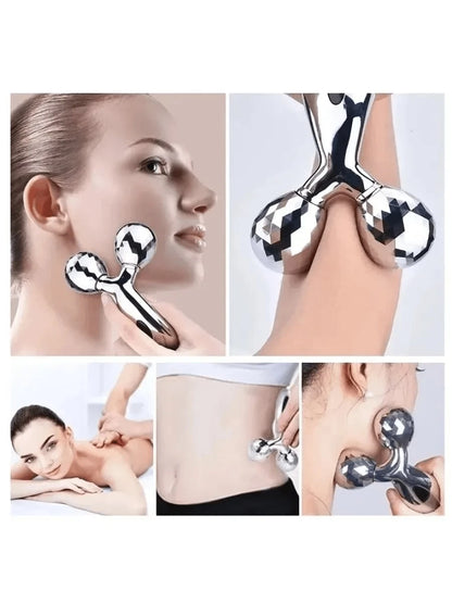 3D Facial Roller And Stainless Steel Gua Sha Set, Metal Facial Massage Tool For Lymphatic Drainage, Reducing Puffiness And Redness, Icy Skincare Sculpting Set For Facial Lifting And Relaxation, Portab