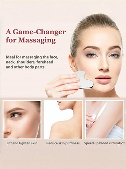 3D Facial Roller And Stainless Steel Gua Sha Set, Metal Facial Massage Tool For Lymphatic Drainage, Reducing Puffiness And Redness, Icy Skincare Sculpting Set For Facial Lifting And Relaxation, Portab
