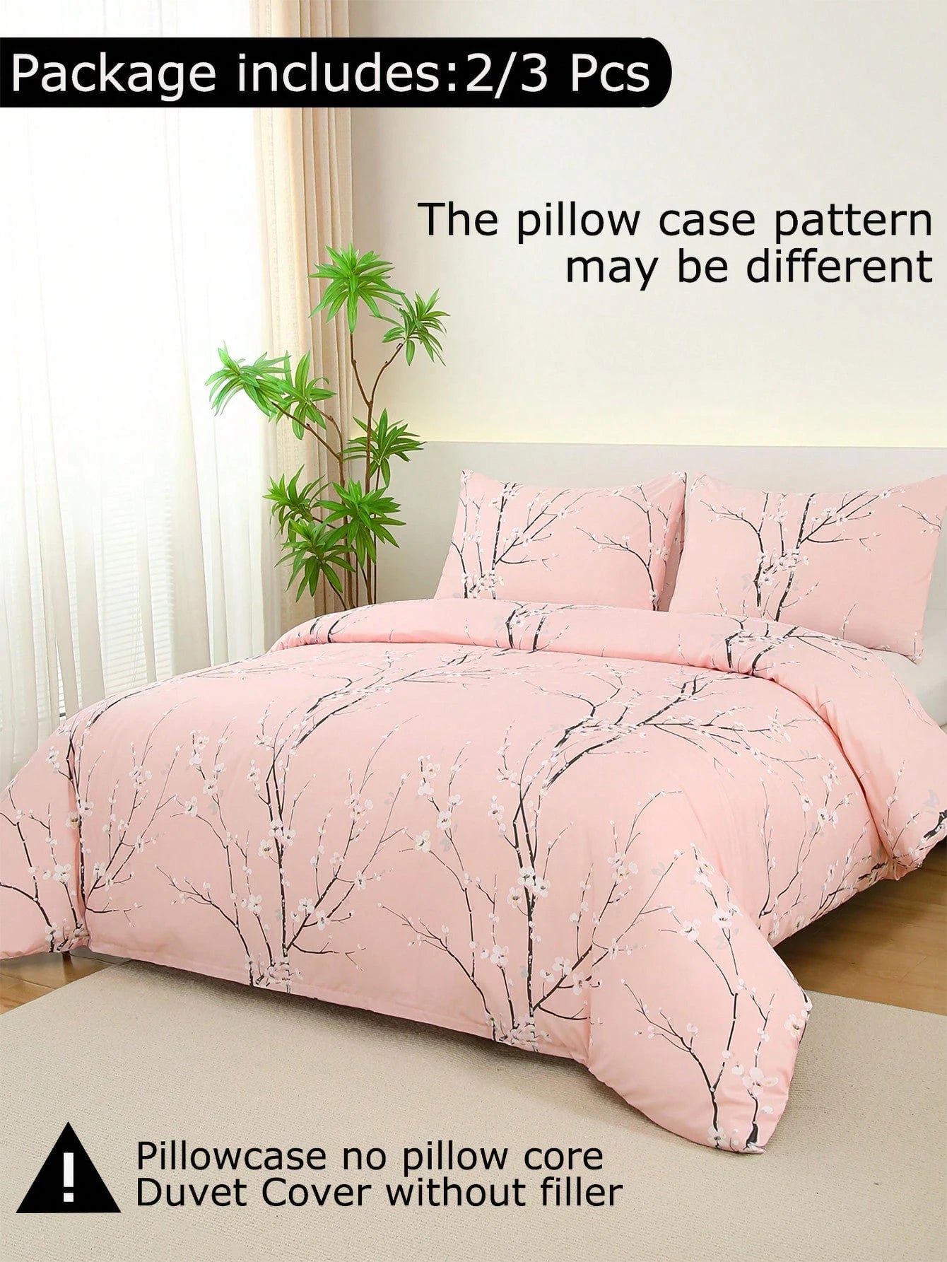3pcs Bedding Set, Super Soft Fiber Fabric, Geometric Pattern & Floral Design, 1 Duvet Cover + 2 Pillowcases