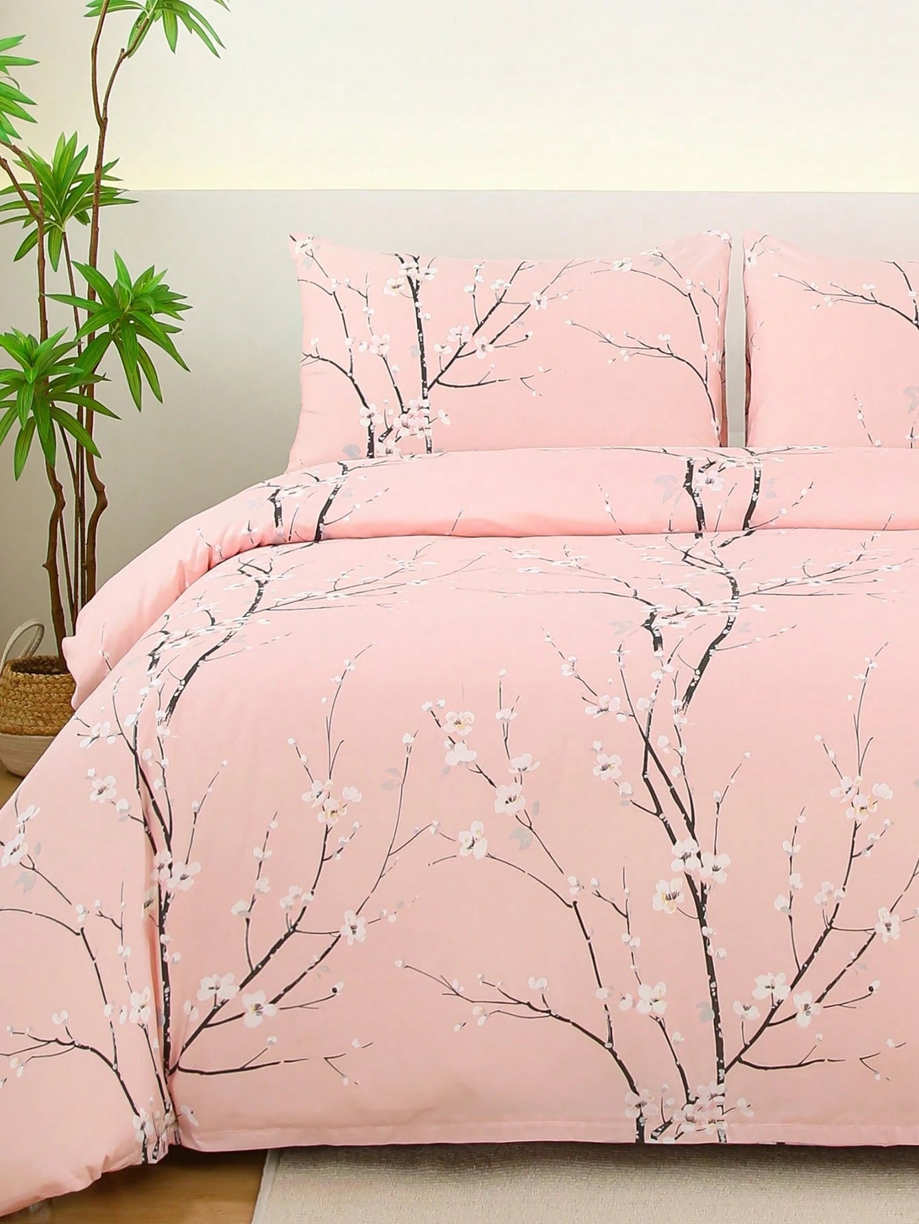 3pcs Bedding Set, Super Soft Fiber Fabric, Geometric Pattern & Floral Design, 1 Duvet Cover + 2 Pillowcases