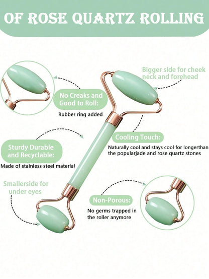 3pcs Facial Beauty Gua Sha Ice Mold Set, Roller Massage Gua Sha Tool Kit, Green Body Detox & Facial Lifting Massage