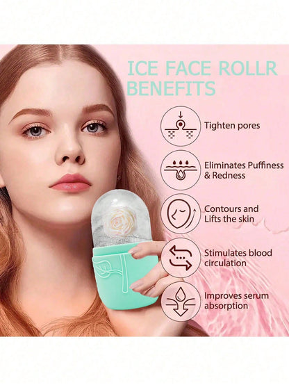 3pcs Facial Beauty Gua Sha Ice Mold Set, Roller Massage Gua Sha Tool Kit, Green Body Detox & Facial Lifting Massage