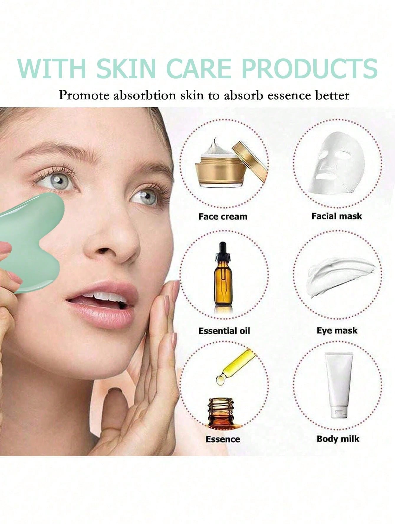 3pcs Facial Beauty Gua Sha Ice Mold Set, Roller Massage Gua Sha Tool Kit, Green Body Detox & Facial Lifting Massage