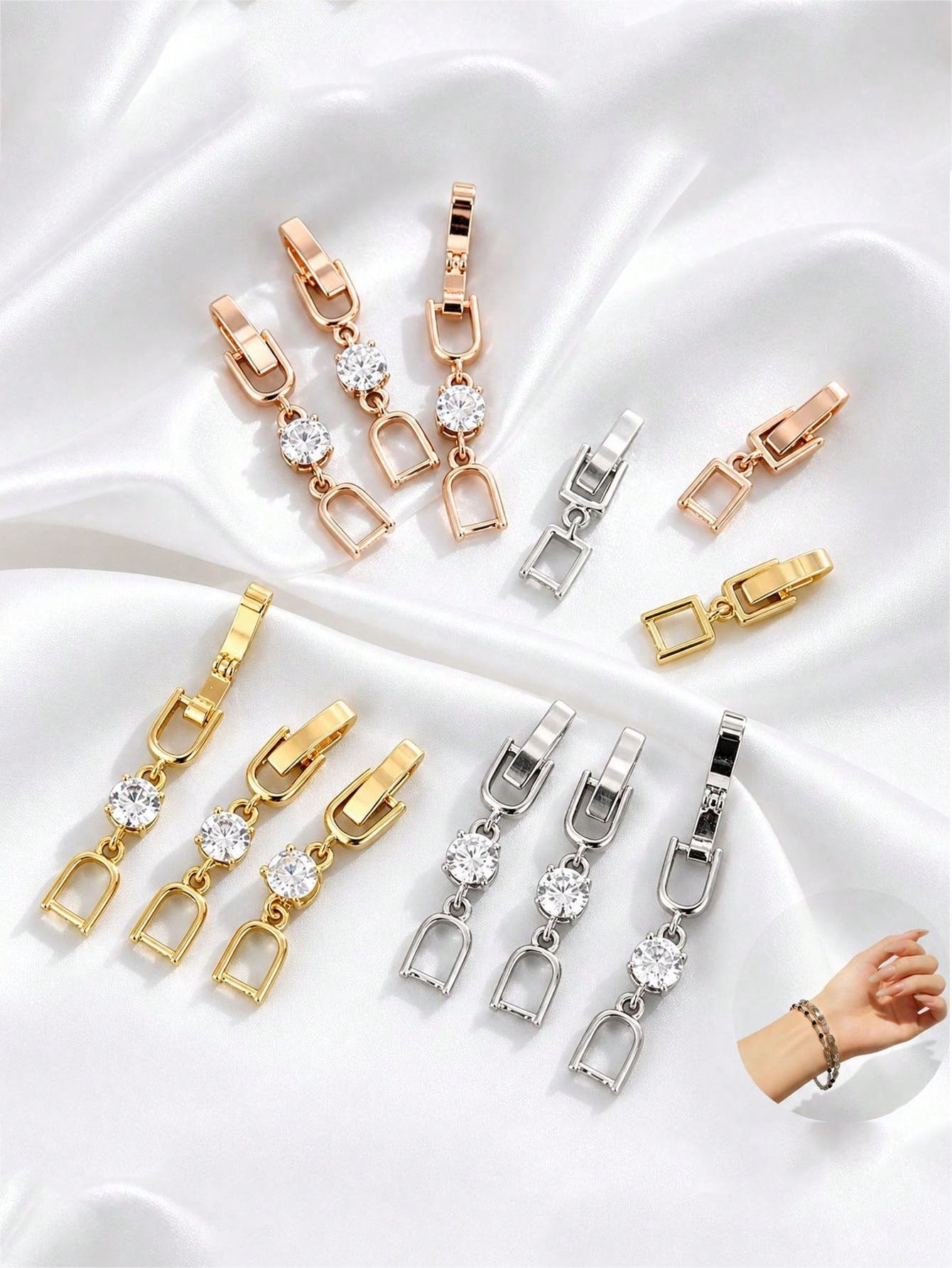 3pcs High Quality 18k Gold Plated Copper Alloy Bracelet Extender Chain, Jewelry Connector, Jewelry Extension Clasp Suitable For Necklace, Bracelet, Anklet Making And Various Jewelry Making Accessories