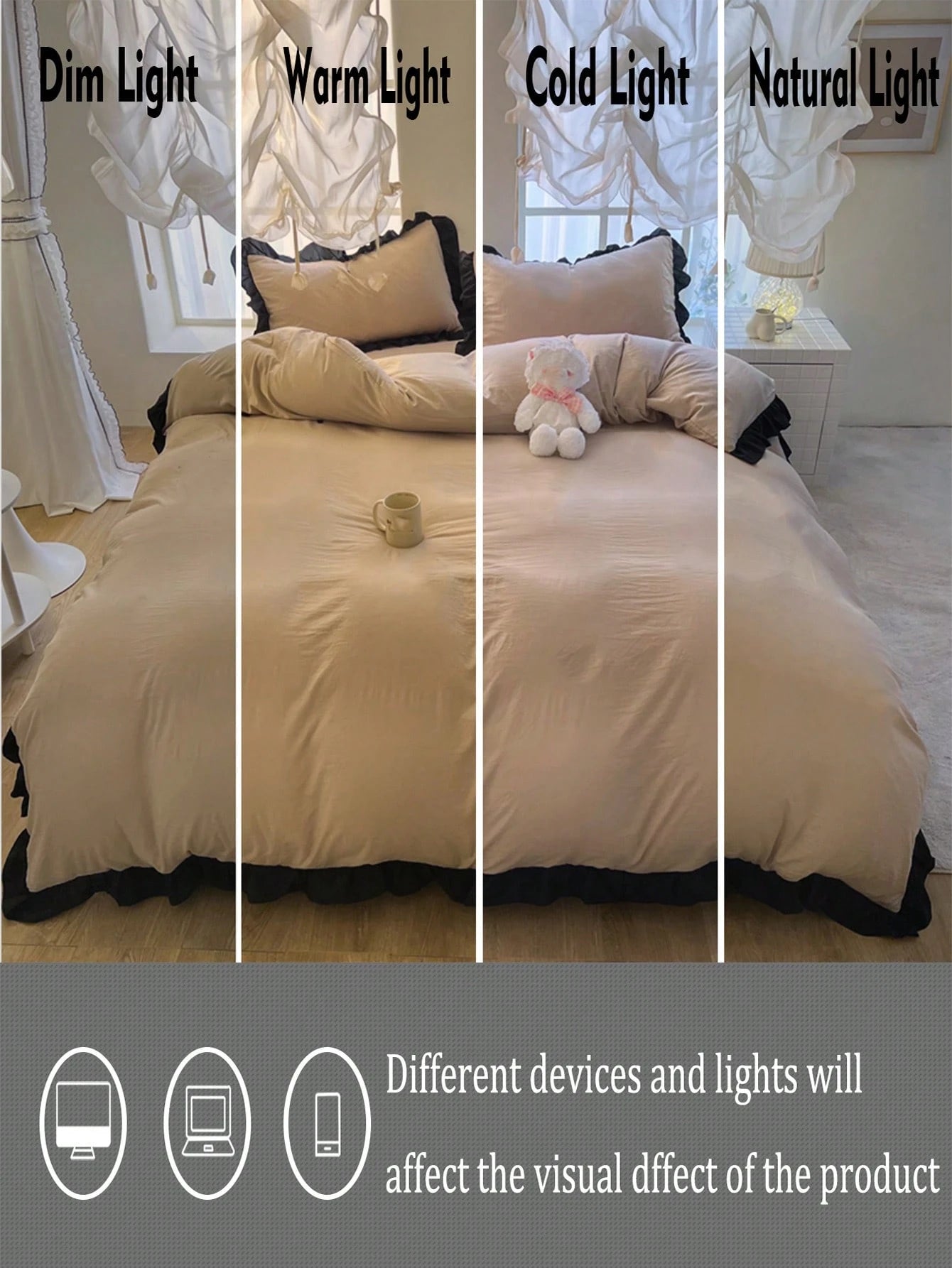3pcs Khaki Ultra Soft & Skin-Friendly Floral Lace Duvet Cover Set, 1 Duvet Cover And 2 Pillow Covers, Washable, Without Filler