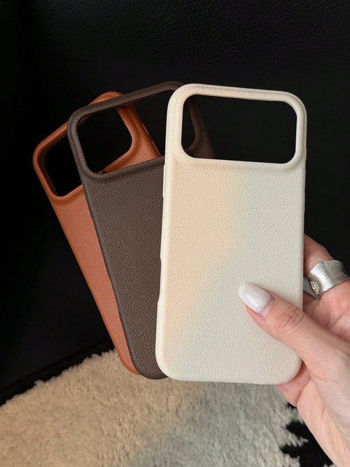 3pcs Lychee Texture Phone Cases, White + Brown + Coffee, Compatible With 17 Pro Max/17 Pro/17/16 Pro Max/16/16 Pro/16 Plus/15/15 Pro Max/15 Pro/15 Plus/11/12/13/14 Pro Max/12 Pro/12 Pro Max/13 Pro/13