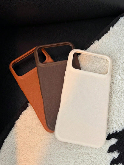 3pcs Lychee Texture Phone Cases, White + Brown + Coffee, Compatible With 17 Pro Max/17 Pro/17/16 Pro Max/16/16 Pro/16 Plus/15/15 Pro Max/15 Pro/15 Plus/11/12/13/14 Pro Max/12 Pro/12 Pro Max/13 Pro/13