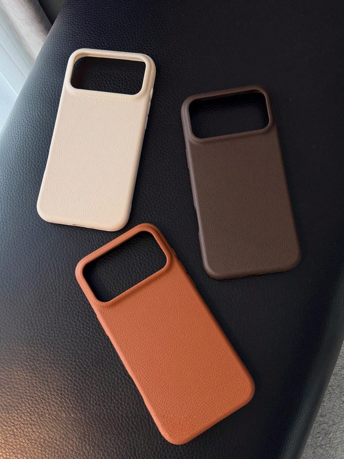 3pcs Lychee Texture Phone Cases, White + Brown + Coffee, Compatible With 17 Pro Max/17 Pro/17/16 Pro Max/16/16 Pro/16 Plus/15/15 Pro Max/15 Pro/15 Plus/11/12/13/14 Pro Max/12 Pro/12 Pro Max/13 Pro/13