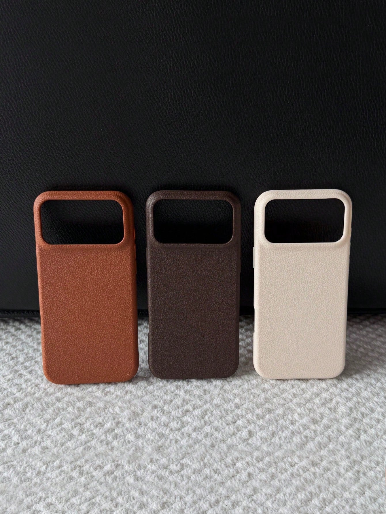 3pcs Lychee Texture Phone Cases, White + Brown + Coffee, Compatible With 17 Pro Max/17 Pro/17/16 Pro Max/16/16 Pro/16 Plus/15/15 Pro Max/15 Pro/15 Plus/11/12/13/14 Pro Max/12 Pro/12 Pro Max/13 Pro/13