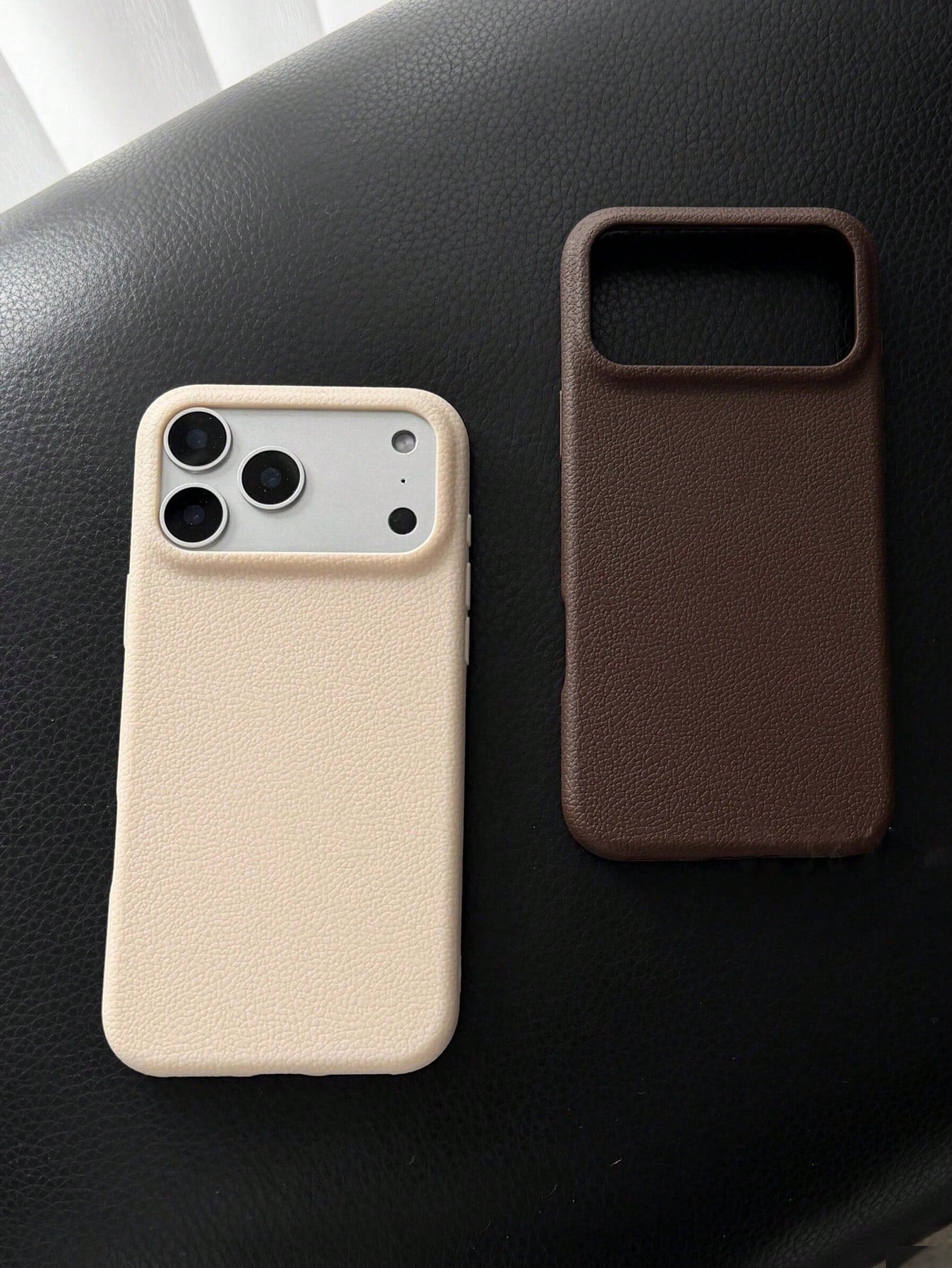 3pcs Lychee Texture Phone Cases, White + Brown + Coffee, Compatible With 17 Pro Max/17 Pro/17/16 Pro Max/16/16 Pro/16 Plus/15/15 Pro Max/15 Pro/15 Plus/11/12/13/14 Pro Max/12 Pro/12 Pro Max/13 Pro/13