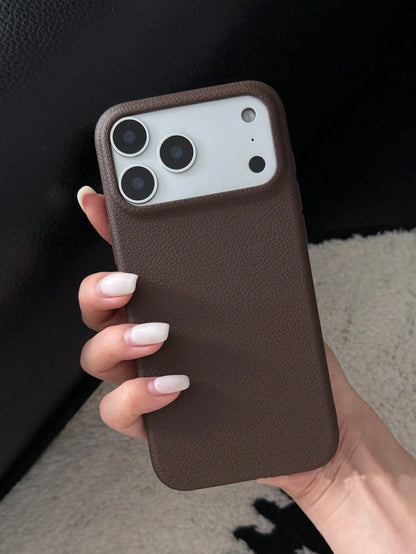 3pcs Lychee Texture Phone Cases, White + Brown + Coffee, Compatible With 17 Pro Max/17 Pro/17/16 Pro Max/16/16 Pro/16 Plus/15/15 Pro Max/15 Pro/15 Plus/11/12/13/14 Pro Max/12 Pro/12 Pro Max/13 Pro/13