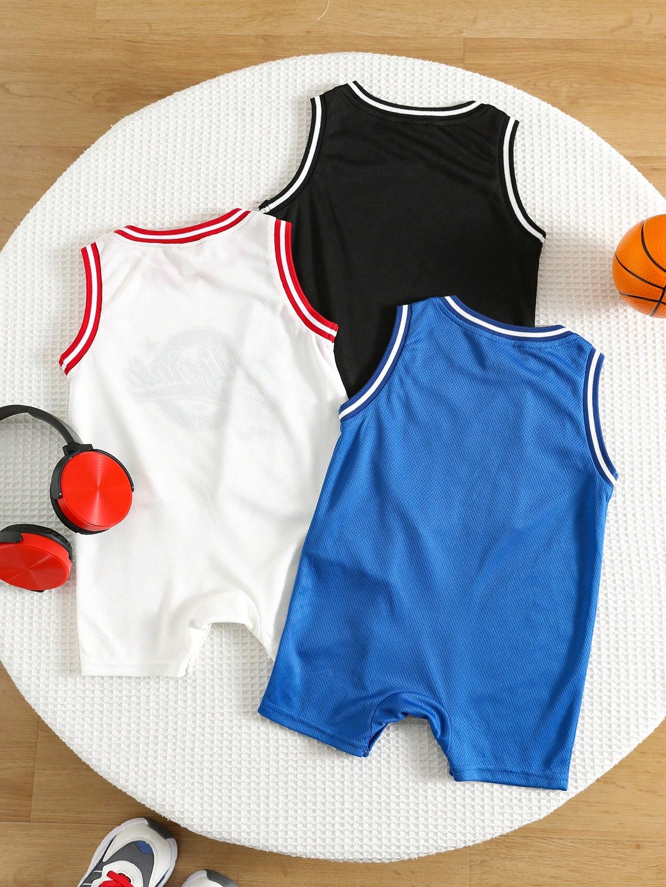 3pcs Newborn Baby Boy Casual Sports Sleeveless Romper With Letter Print, Colorblock, Basic Multi-Pack, Summer Romper Shorts