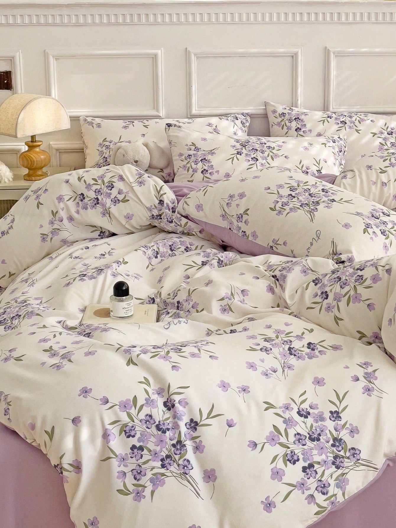3pcs Polyester Fresh Floral Print Bedding Set (1 Duvet Cover, 2 Pillowcases, No Filler)