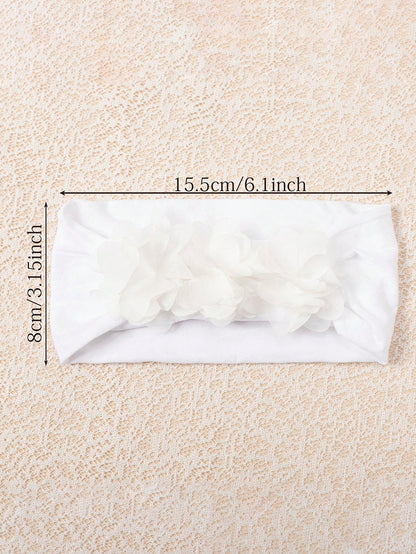 3pcs/Set Baby Girls' Soft Elastic Comfortable 3 Chiffon Flower Headbands, Suitable For Daily Use