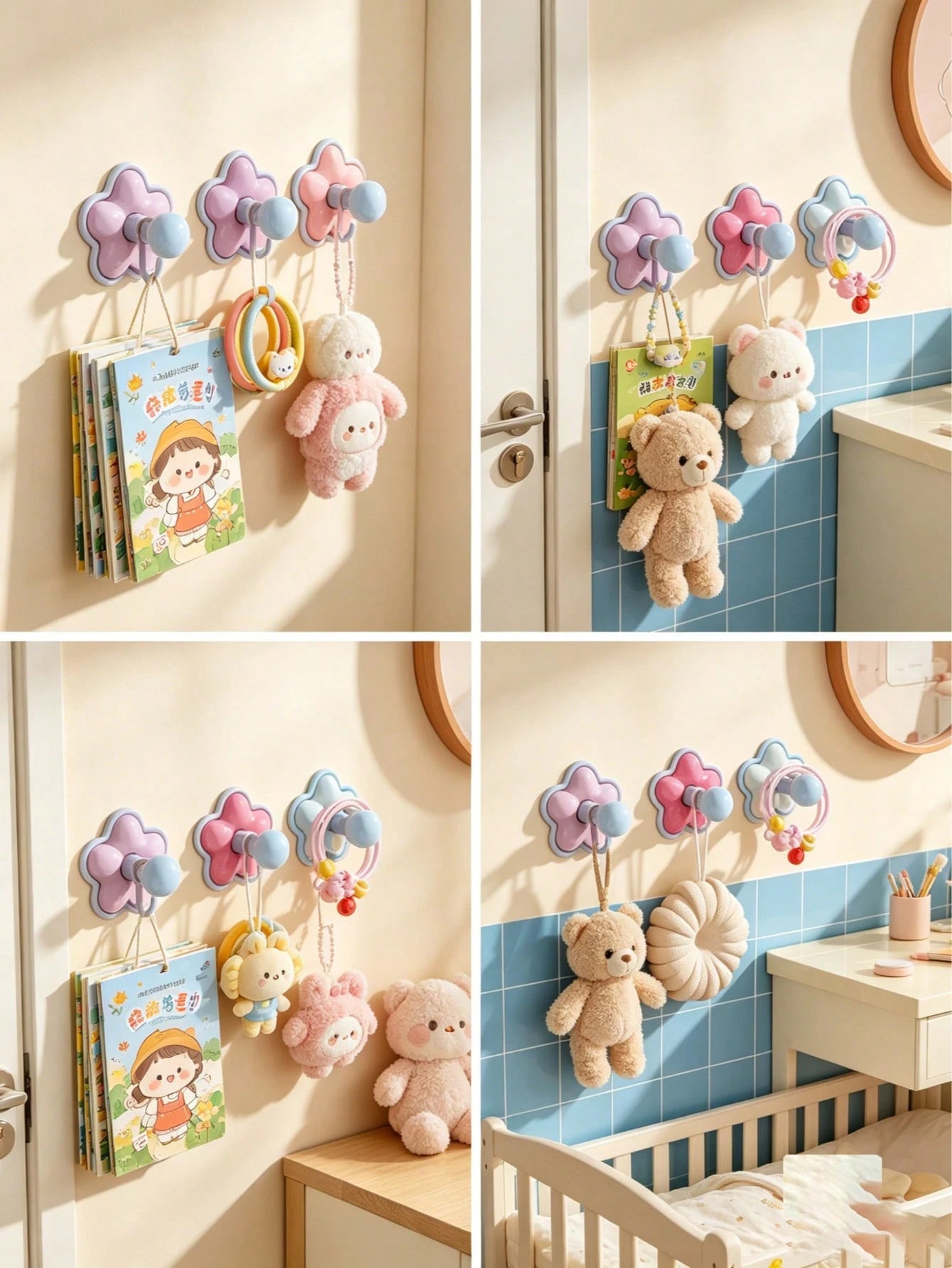 3pcs/Set Cute Colorful Hooks, Round Tip Hooks Won't Damage Clothes, Waterproof, Suitable For Children's Room, Baby Supplies, Baby Girl Supplies, Newborn Essentials