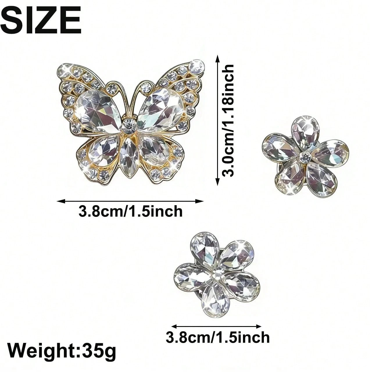 3pcs/Set Gemstone Butterfly Five-Petal Flower Car Air Vent Fragrance Clip Crystal Car Interior Decor Air Conditioning Vent Clip Car Air Freshener