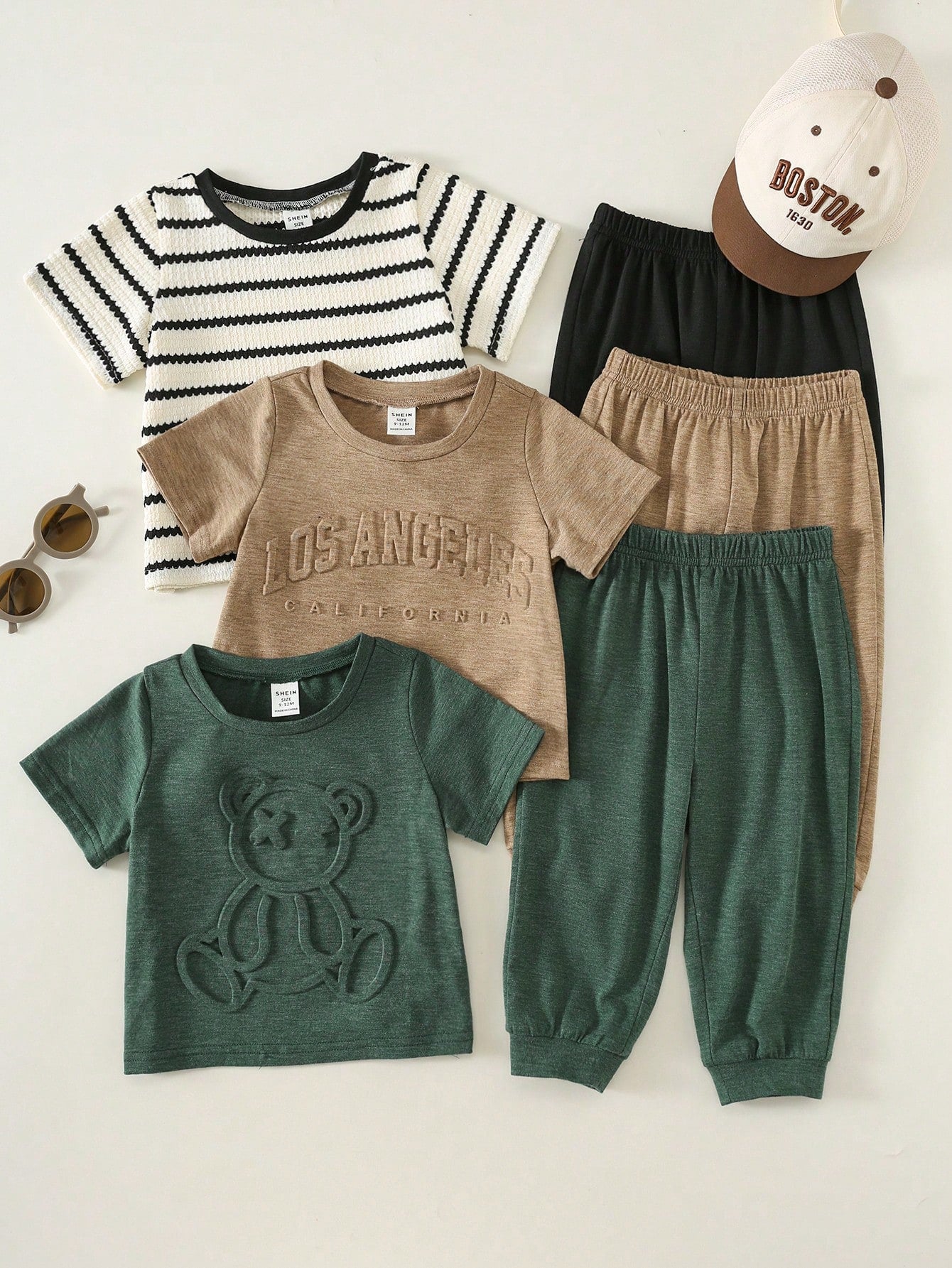 3pcs/Set Toddler Unisex Baby Boy/Girl Casual Cute 3D Embossed Pattern Short Sleeve T-Shirt And Pants Outfit Sets, Baby Boy Summer Clothes