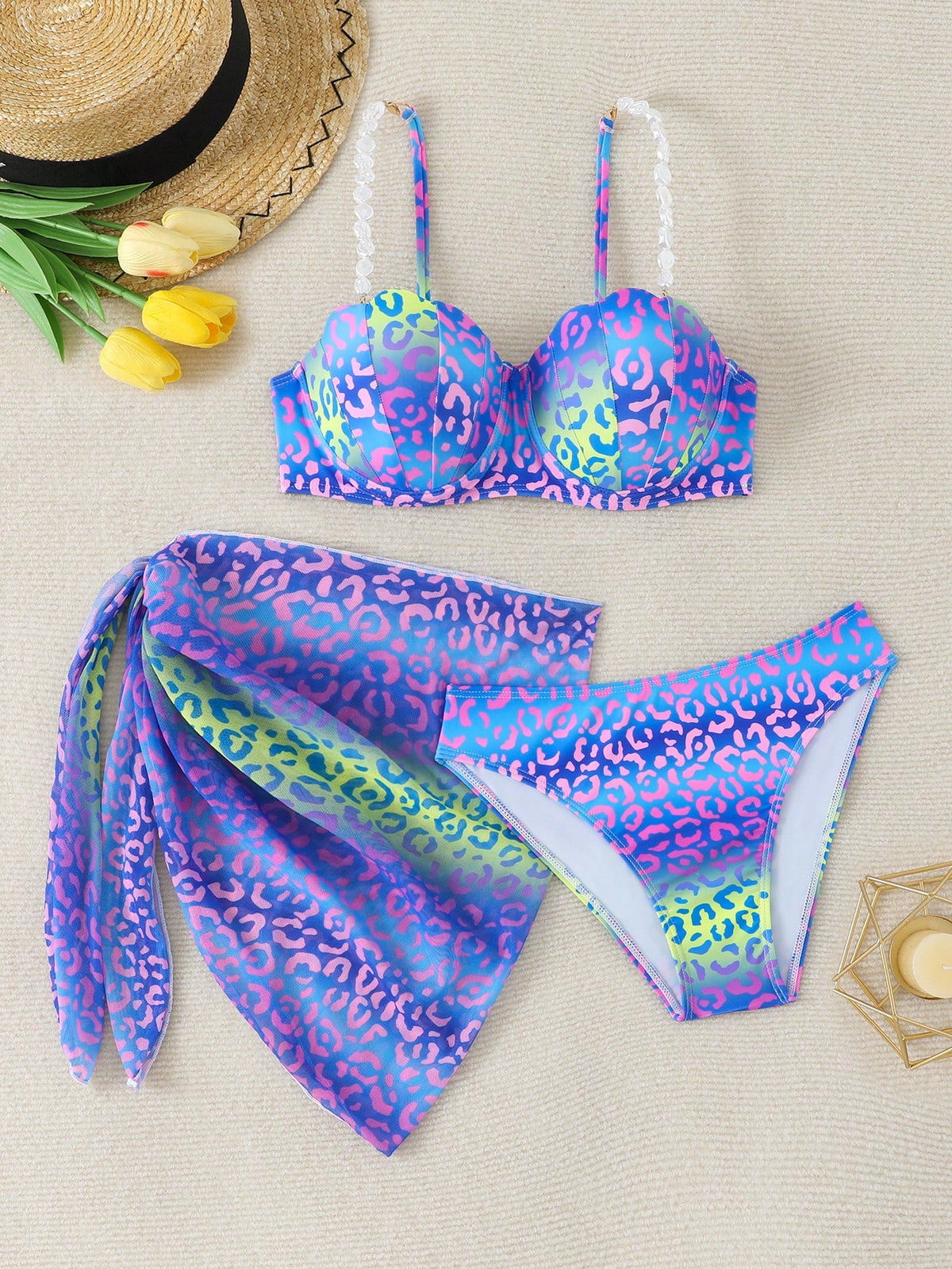3pcs/Set Women Bikini For Beach Vacation Summer Casual