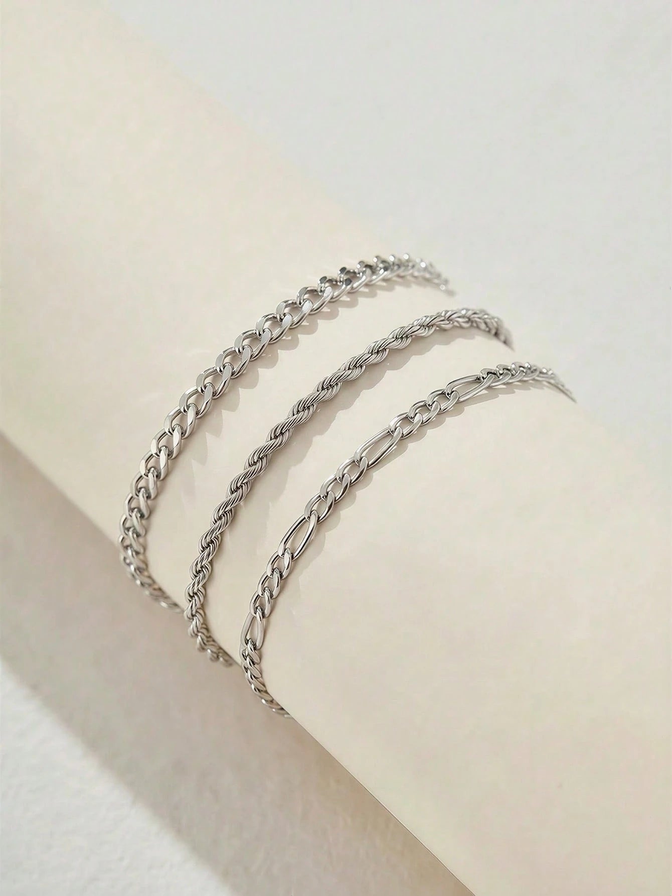 3pcs Silver Multi-Layer Chain Unique Design Anklet, Beach & Street Style, Suitable For Women's Daily Wear, Great Gift For Female Friends