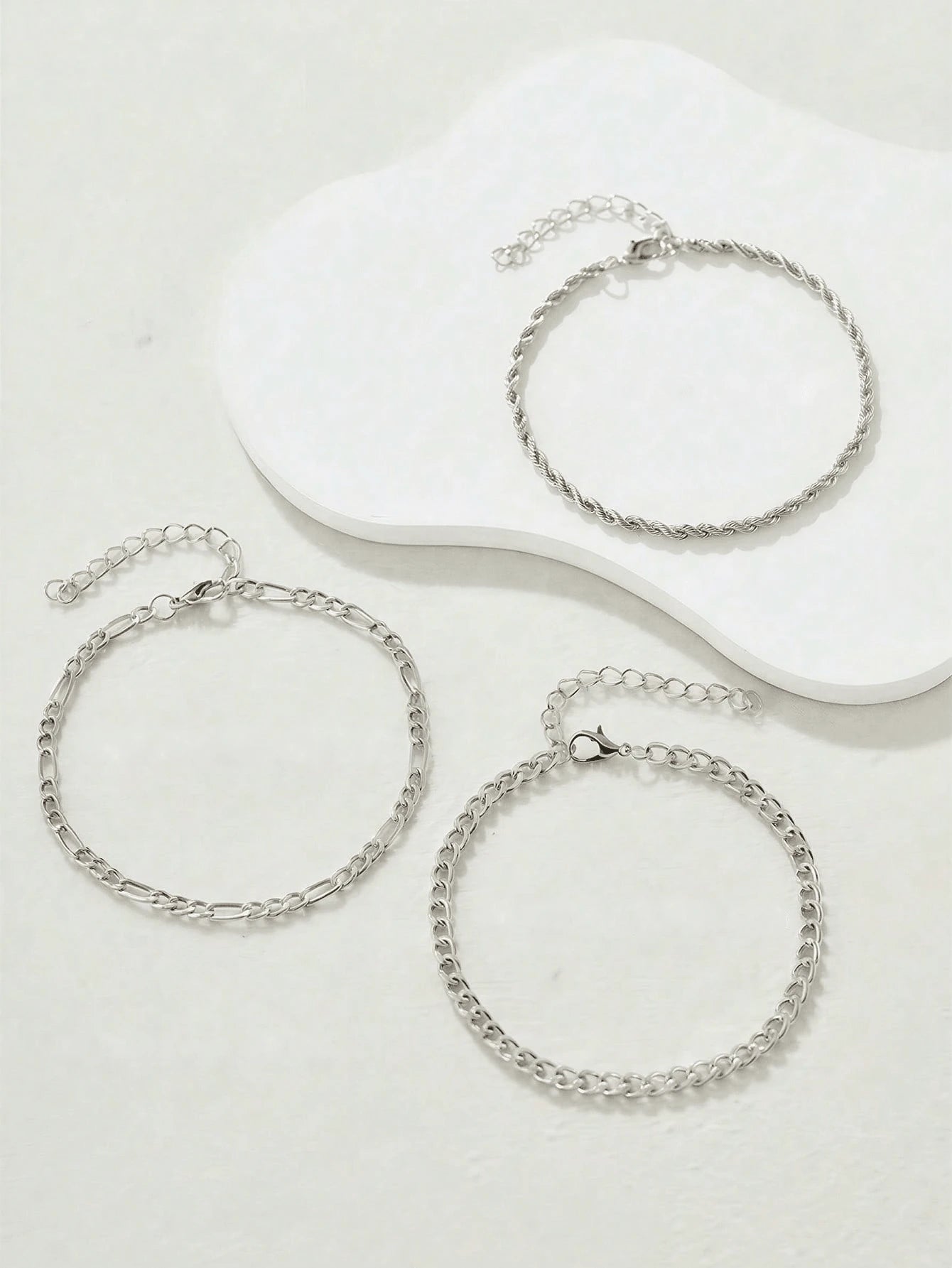 3pcs Silver Multi-Layer Chain Unique Design Anklet, Beach & Street Style, Suitable For Women's Daily Wear, Great Gift For Female Friends