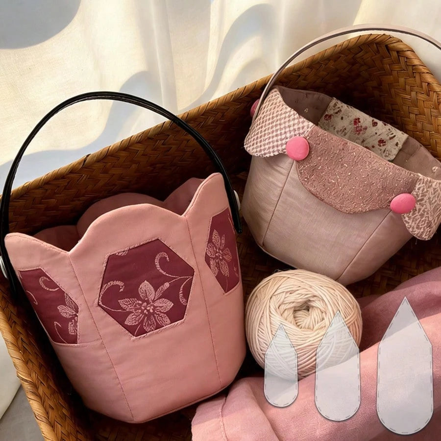 3pcs Storage Baskets Making Quilting Templates DIY Transparent PET Sewing Template- Precise Cutting And Handmade Tools, Suitable For Flower Baskets, Ideal For Both Beginners And Experts- Perfect For