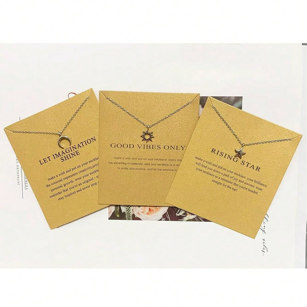 3pcs Sun And Moon Star Pedant Necklace 3 Set Sister Friend Gift For Women Men
