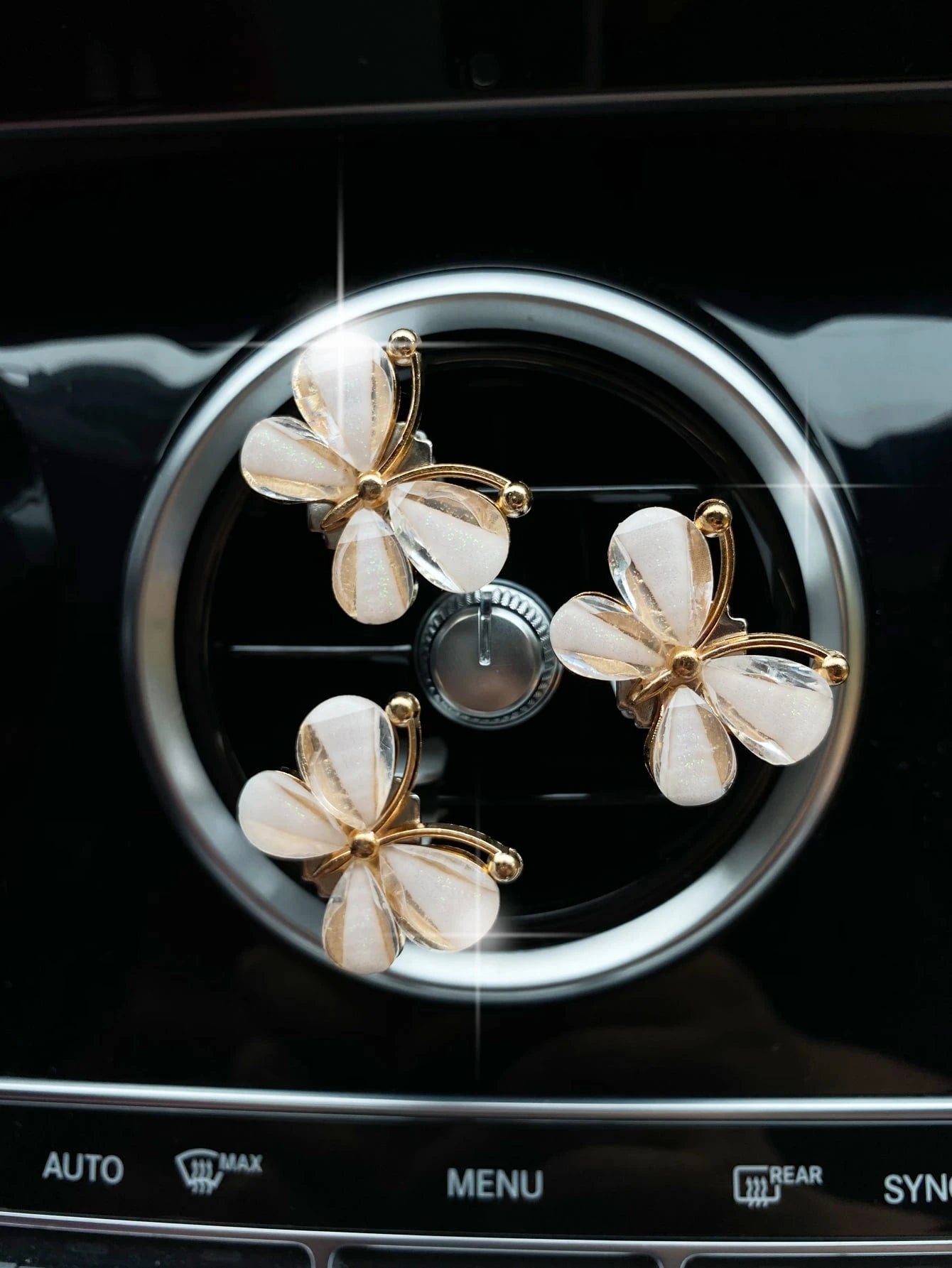 3pcs White Butterfly Car Air Vent Clip, Cute Air Conditioning Decoration