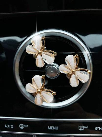 3pcs White Butterfly Car Air Vent Clip, Cute Air Conditioning Decoration