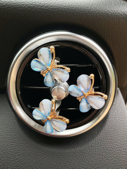 3pcs White Butterfly Car Air Vent Clip, Cute Air Conditioning Decoration