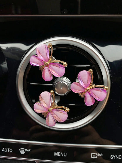 3pcs White Butterfly Car Air Vent Clip, Cute Air Conditioning Decoration