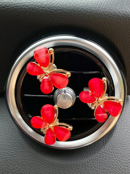 3pcs White Butterfly Car Air Vent Clip, Cute Air Conditioning Decoration