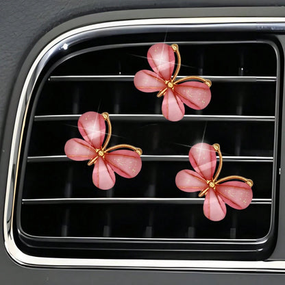 3pcs White Butterfly Car Air Vent Clip, Cute Air Conditioning Decoration