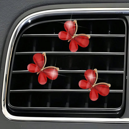 3pcs White Butterfly Car Air Vent Clip, Cute Air Conditioning Decoration
