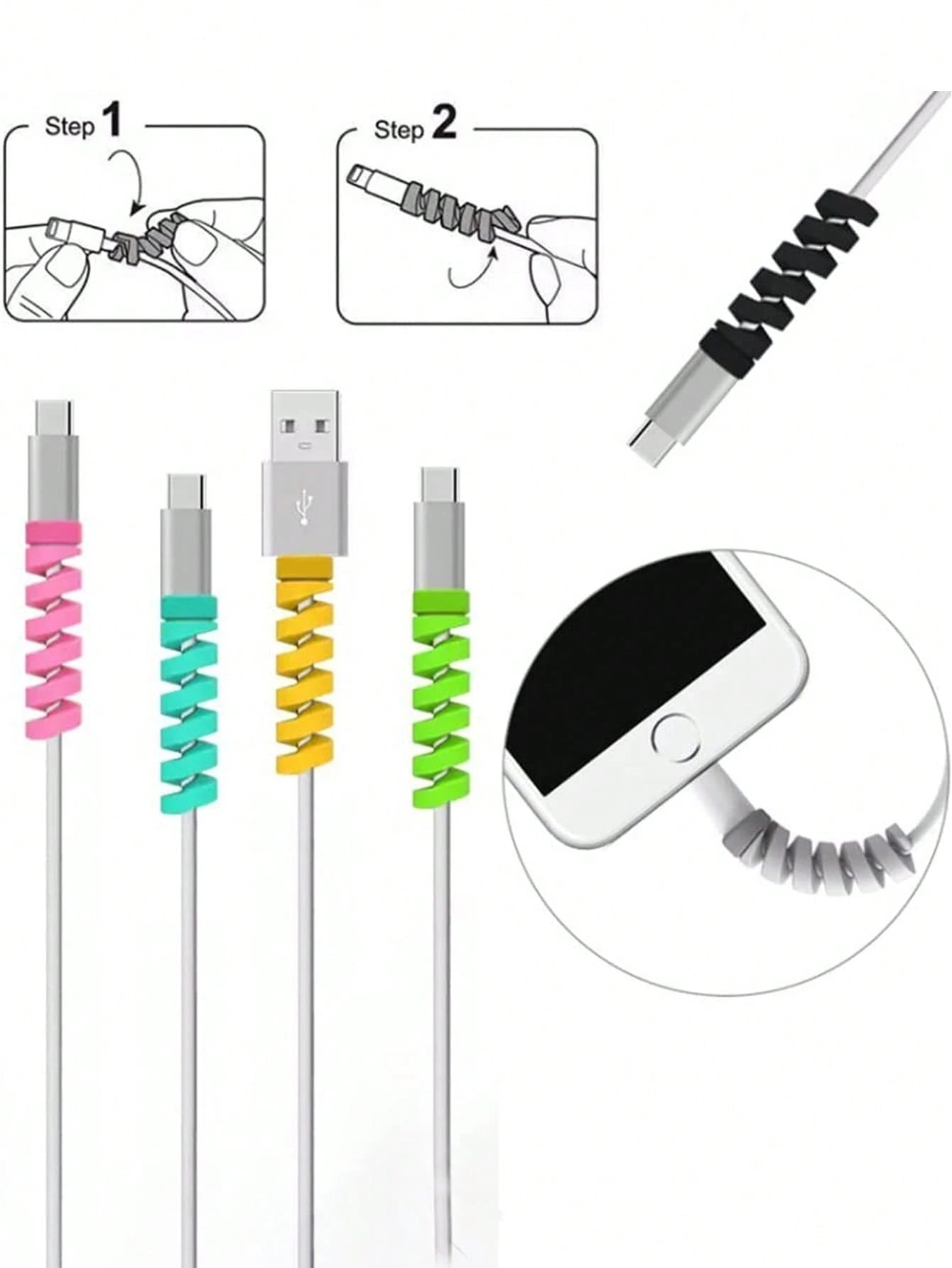 4/10/20/30/50/100PCS Silicone Cable Protector, Flexible Cord Saver Charger Protector, Anti-Break Cable Cover For IPhone Laptop Headphone & All Data Cables