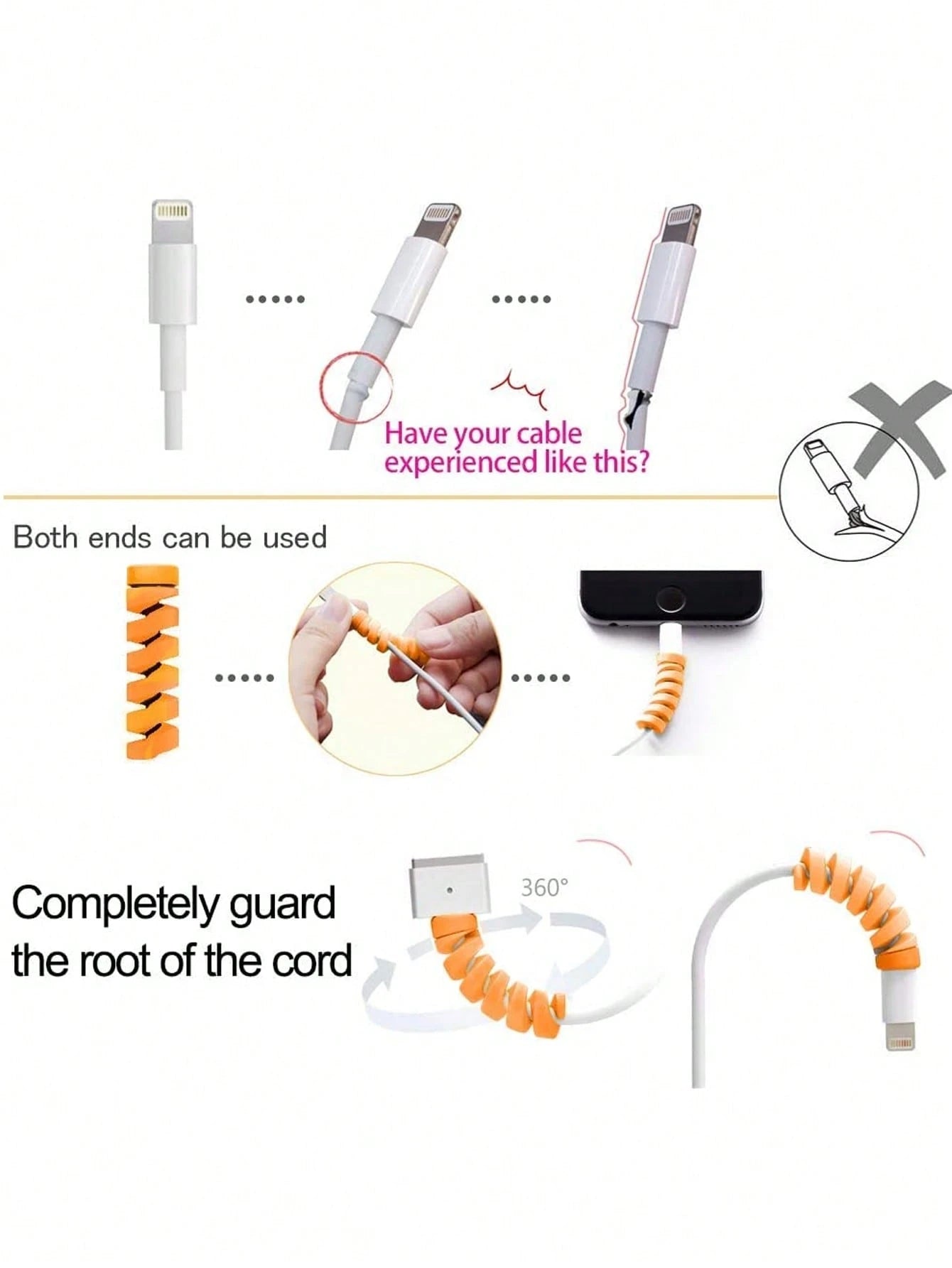4/10/20/30/50/100PCS Silicone Cable Protector, Flexible Cord Saver Charger Protector, Anti-Break Cable Cover For IPhone Laptop Headphone & All Data Cables