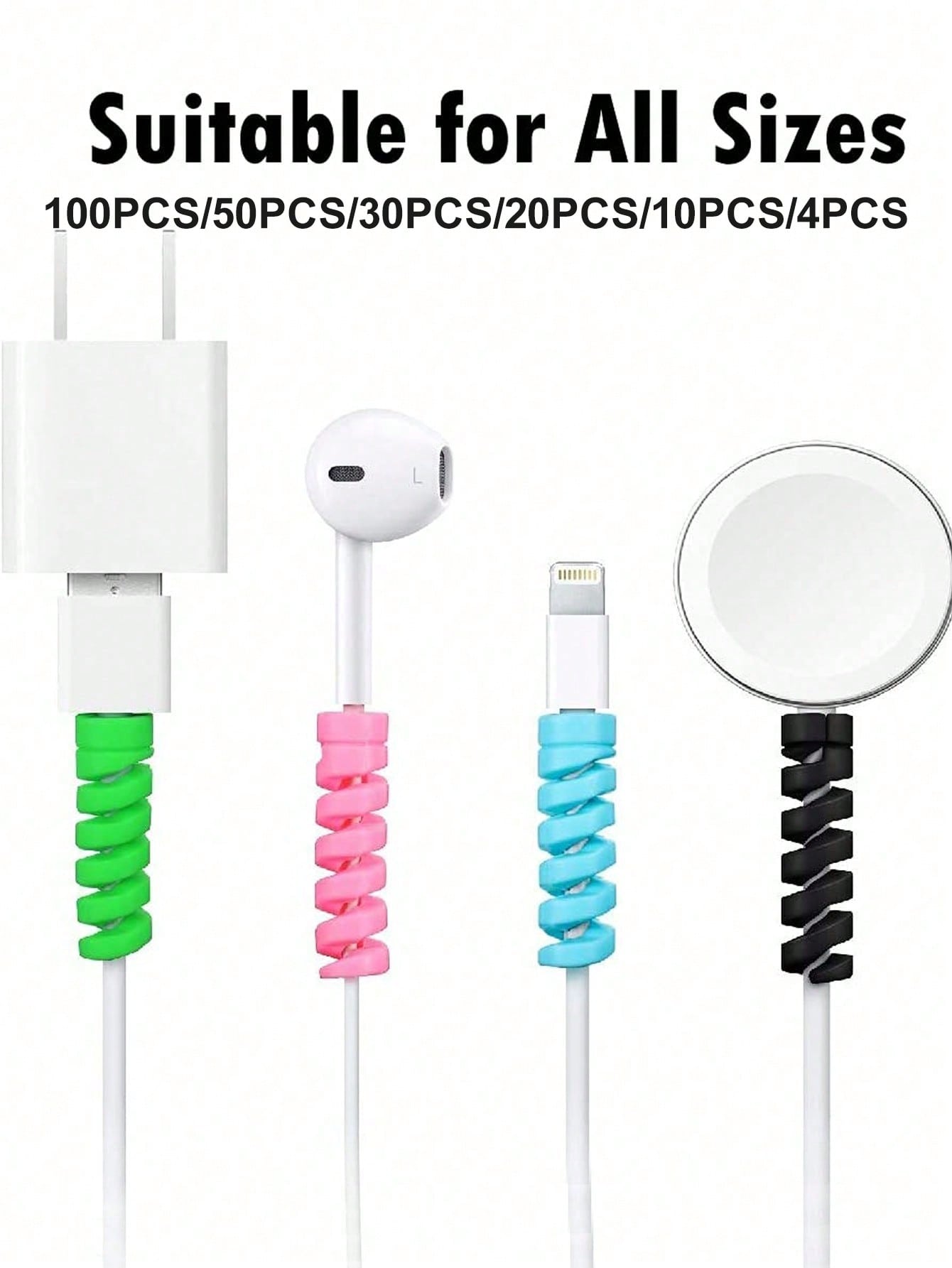 4/10/20/30/50/100PCS Silicone Cable Protector, Flexible Cord Saver Charger Protector, Anti-Break Cable Cover For IPhone Laptop Headphone & All Data Cables