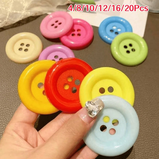 4/8/10/12/16/20Pcs Colorful Large Decorative Buttons, Creative Handmade DIY Materials, Candy Color INS Style Clothing Accessories, Versatile Buttons Brooches Hair Accessories, Plastic Material, Suitab