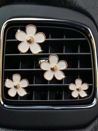 4/8/12pcs Metal Small Daisy Set, Car Air Vent Fragrance Clip, Vehicle Interior Decor Accessories