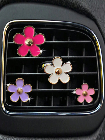 4/8/12pcs Metal Small Daisy Set, Car Air Vent Fragrance Clip, Vehicle Interior Decor Accessories