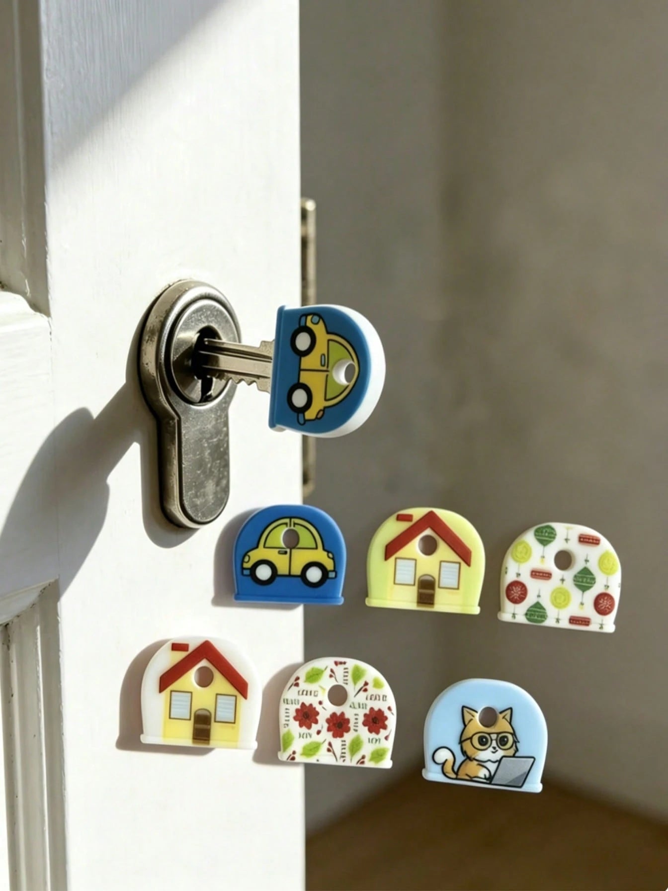 4/8/12pcs Random Style Keychain Set Party Gift- Fashionable Non-Slip Key Cover With Unique Decoration, Perfect For Key Organization And Identification- Essential For Women And Family Members, Ideal