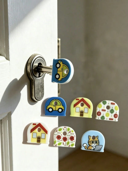 4/8/12pcs Random Style Keychain Set Party Gift- Fashionable Non-Slip Key Cover With Unique Decoration, Perfect For Key Organization And Identification- Essential For Women And Family Members, Ideal
