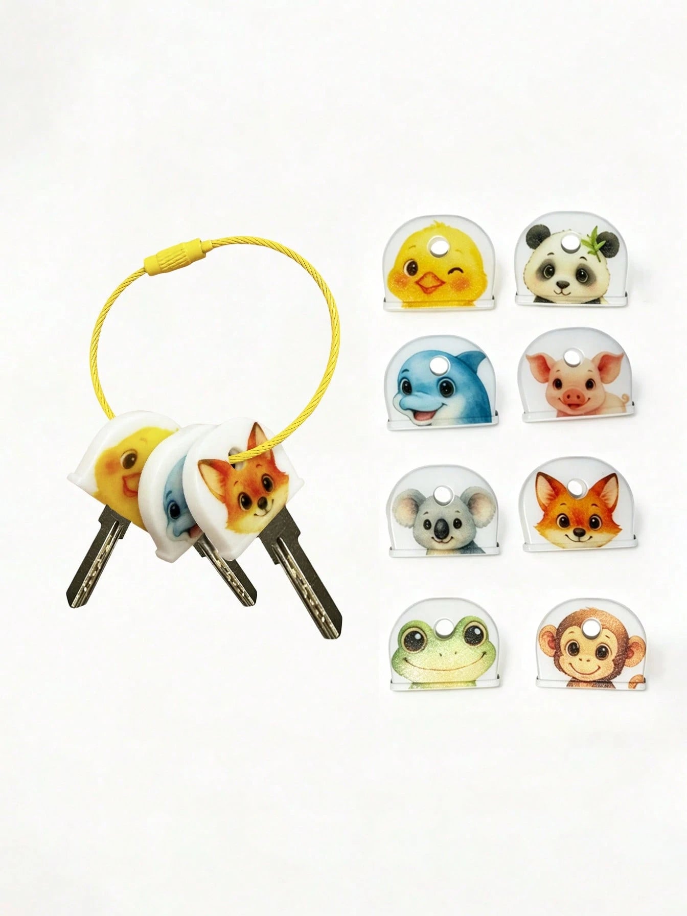 4/8/12pcs Random Style Keychain Set Party Gift- Fashionable Non-Slip Key Cover With Unique Decoration, Perfect For Key Organization And Identification- Essential For Women And Family Members, Ideal