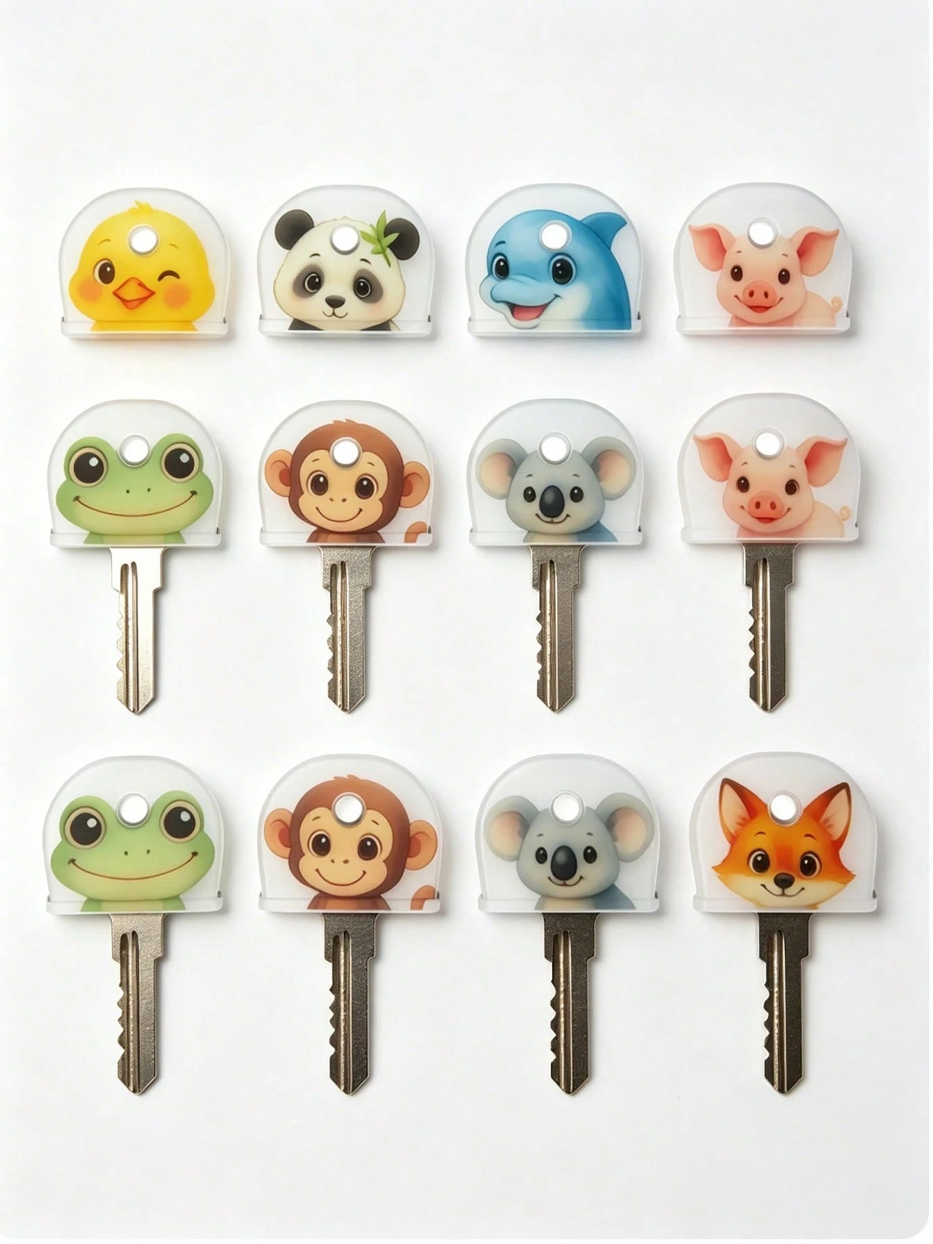 4/8/12pcs Random Style Keychain Set Party Gift- Fashionable Non-Slip Key Cover With Unique Decoration, Perfect For Key Organization And Identification- Essential For Women And Family Members, Ideal