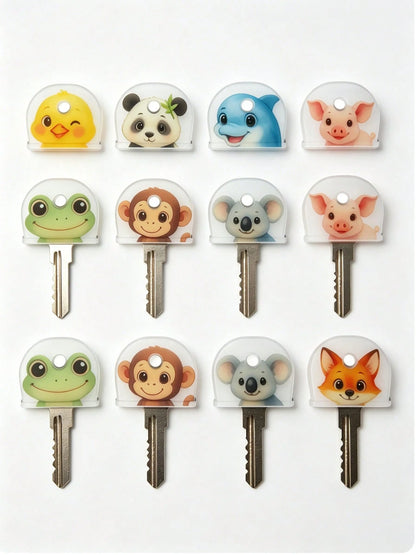 4/8/12pcs Random Style Keychain Set Party Gift- Fashionable Non-Slip Key Cover With Unique Decoration, Perfect For Key Organization And Identification- Essential For Women And Family Members, Ideal