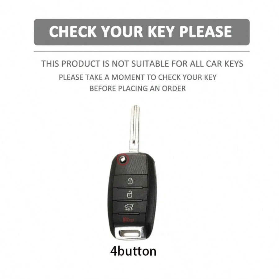 4-Button Gray TPU Car Flip Key Cover Compatible With Kia Soul 2014-2019, Sportage 2015, 2016, 2018, Optima 2017, 2018, Sorento, Forte