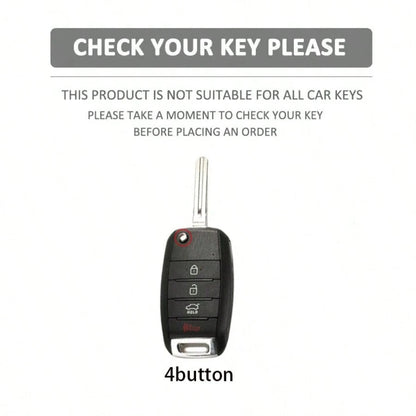 4-Button Gray TPU Car Flip Key Cover Compatible With Kia Soul 2014-2019, Sportage 2015, 2016, 2018, Optima 2017, 2018, Sorento, Forte