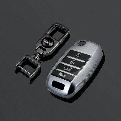 4-Button Gray TPU Car Flip Key Cover Compatible With Kia Soul 2014-2019, Sportage 2015, 2016, 2018, Optima 2017, 2018, Sorento, Forte
