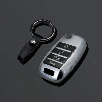 4-Button Gray TPU Car Flip Key Cover Compatible With Kia Soul 2014-2019, Sportage 2015, 2016, 2018, Optima 2017, 2018, Sorento, Forte